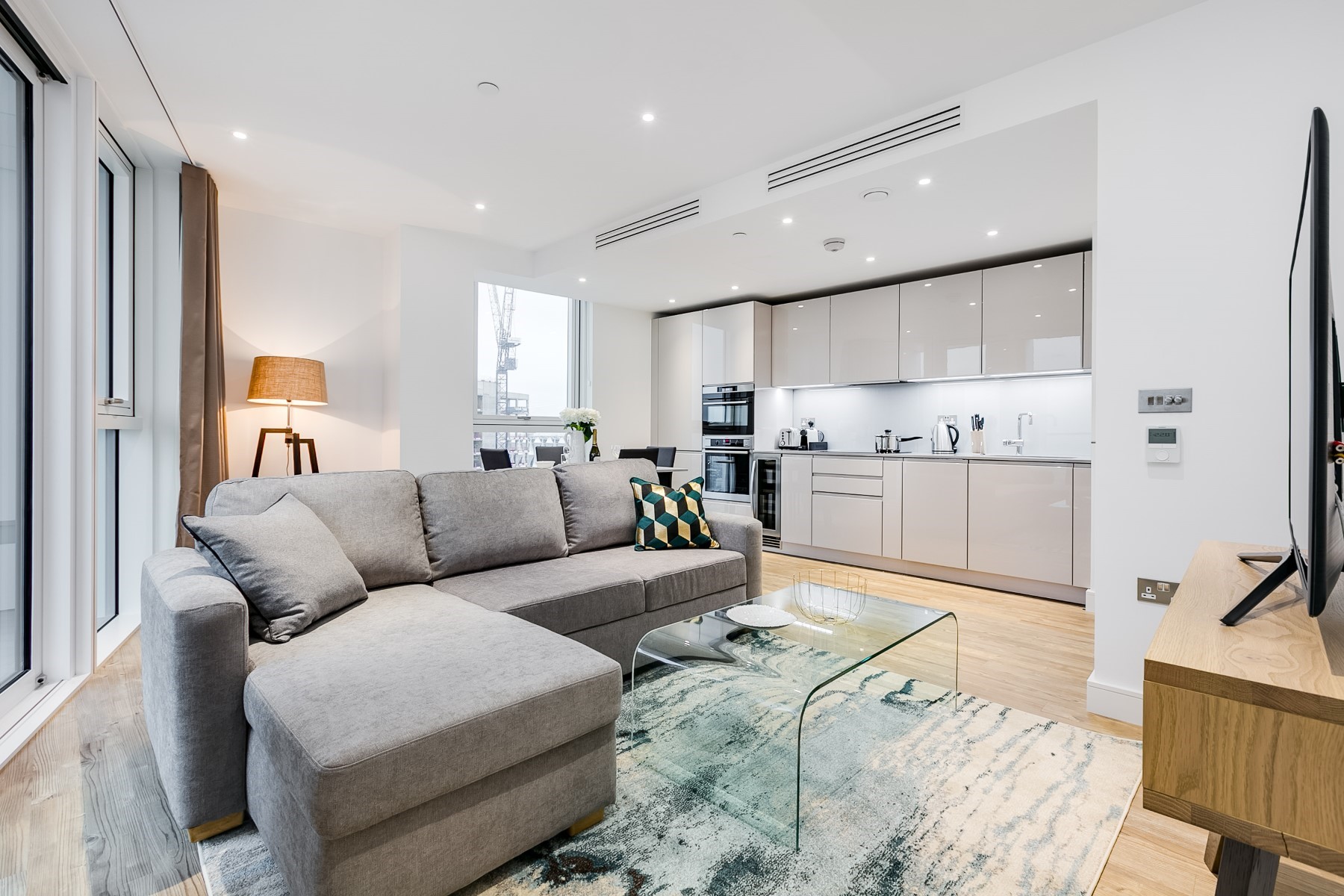 Open plan living area, one bedroom apartment | Nine Elms Point | MyLo London