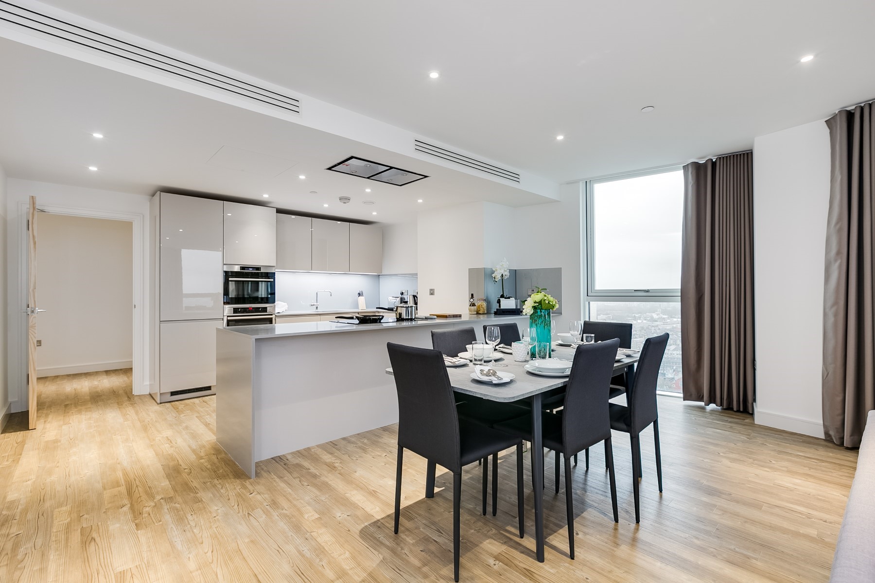Open Plan Kitchen Dining Area, 3 Bedroom Apartment | Nine Elms Point | MyLo London