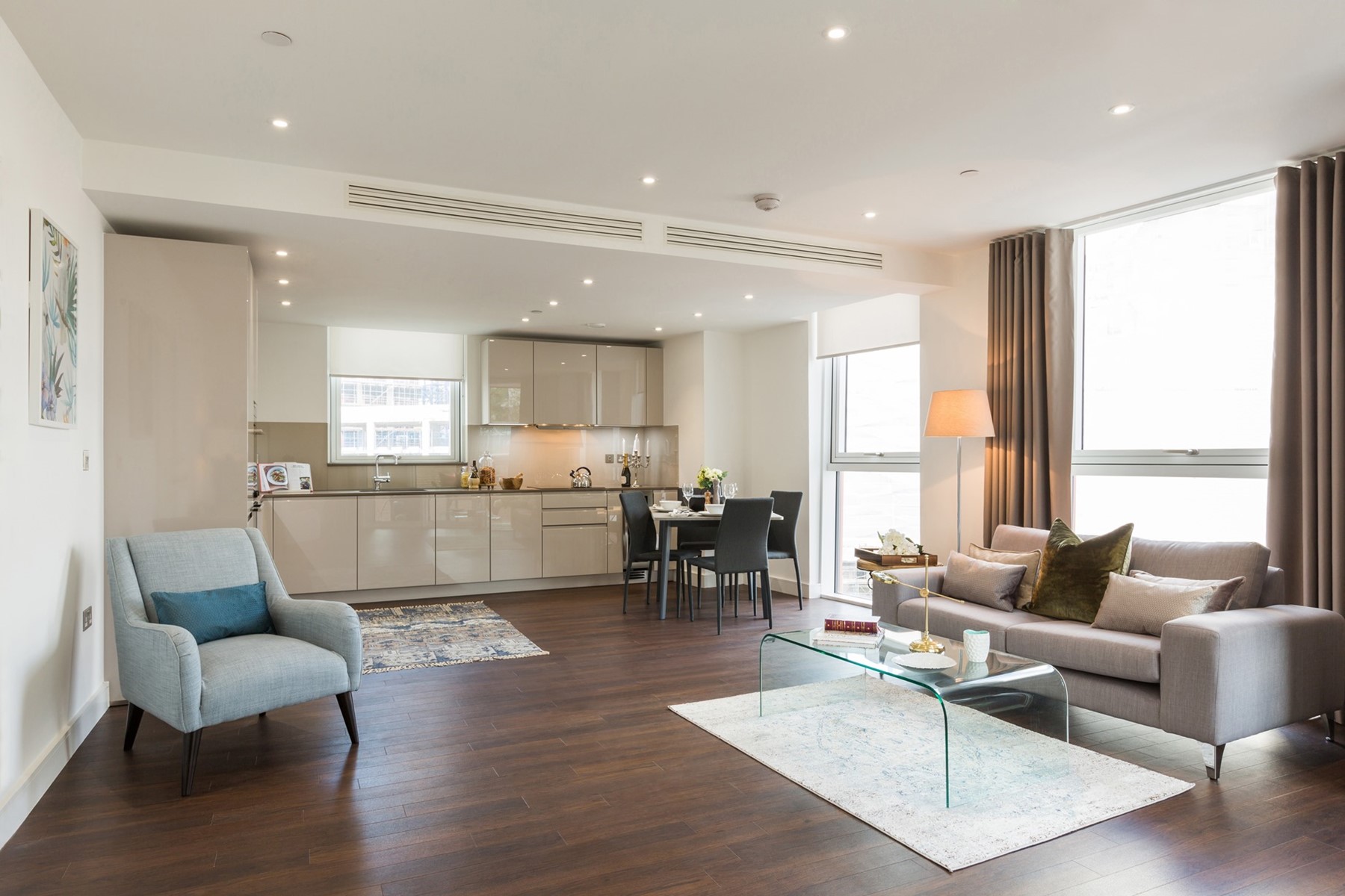 MyLo Nine Elms Point Three Bedroom Apartment Open Planned Living Area